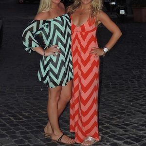 Coral/Pink chevron J. Crew maxi dress